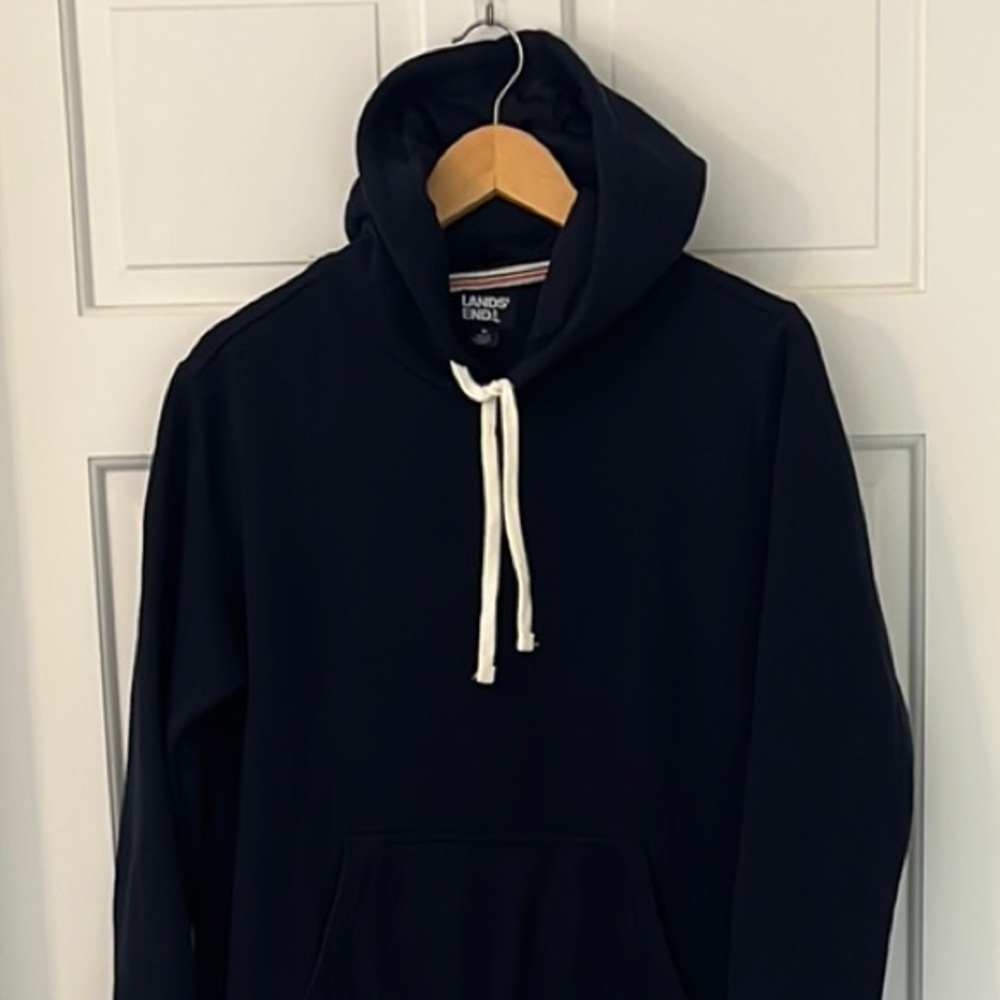 Land’s End Lounge Hooded Sweatshirt Dress in NAVY